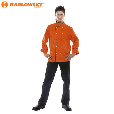 Chaqueta de chef - DANIEL - naranja con ribete negro