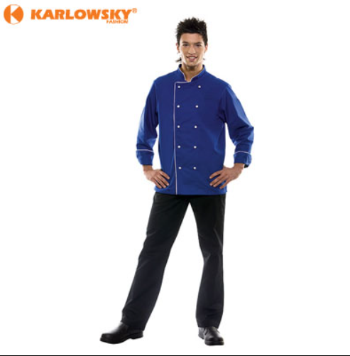 Chaqueta de chef - DANIEL - azul con ribete blanco