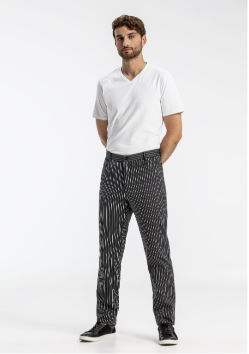 Pantalon de Chef GREIFF de rayas para hombre, negro/blanco