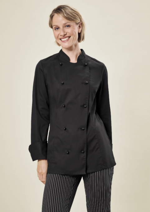Chaqueta Chef GREIFF CLASSIC, para mujer, manga larga, negra
