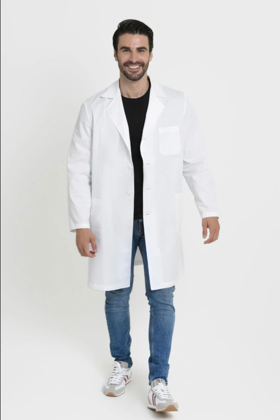 CREYCONFE Bata medico "AVILA" para hombre, blanco
