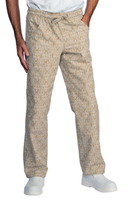 Pantalon de Chef ISACCO "MAORI 95", oro/blanco