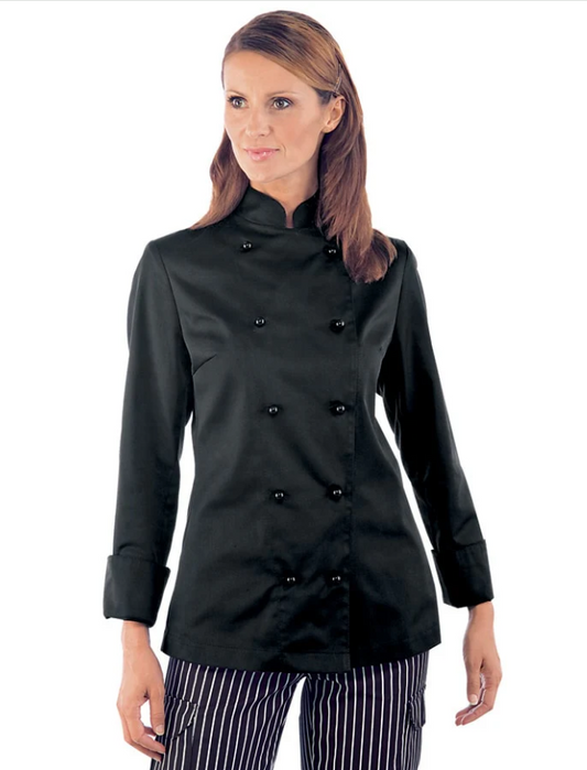 Chaqueta de chef "BLACK LADY" negra, para mujer