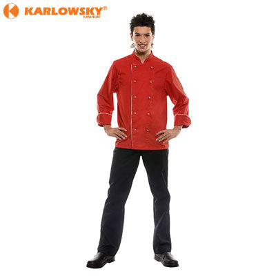 Chaqueta de chef - DANIEL - roja con ribete blanco